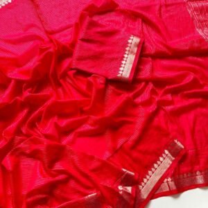 Scarlet Red Zari Silk Saree