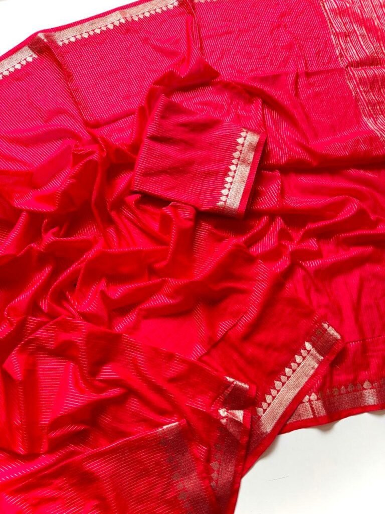 Scarlet Red Zari Silk Saree