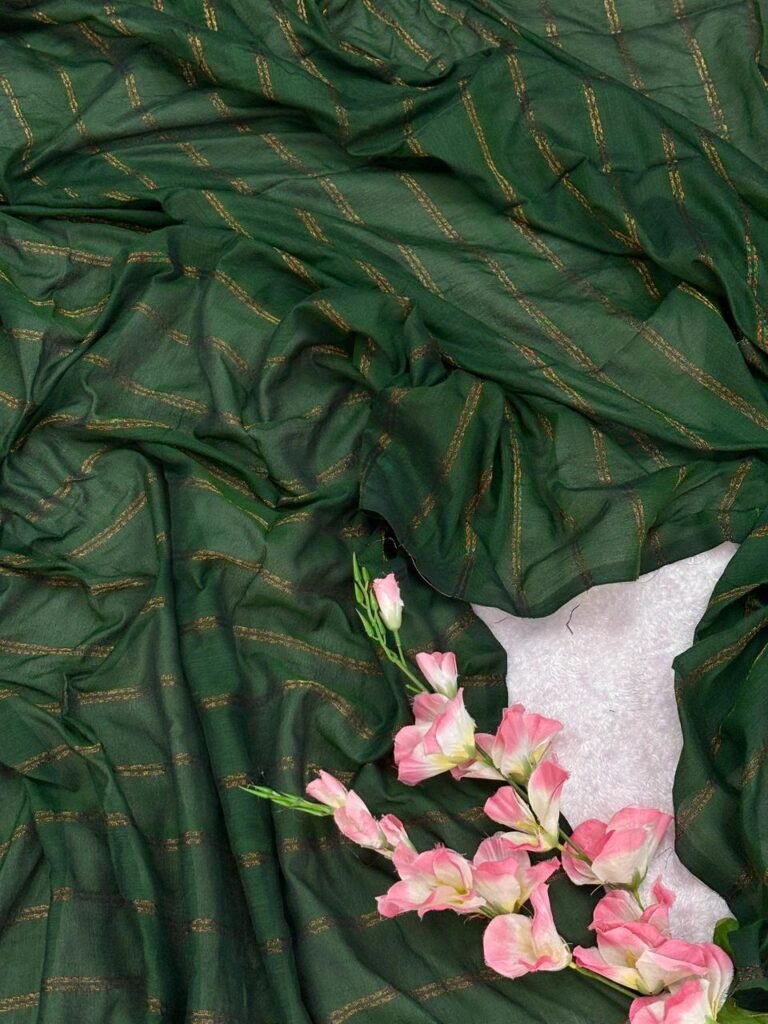 Forest Green Pinstripe Saree