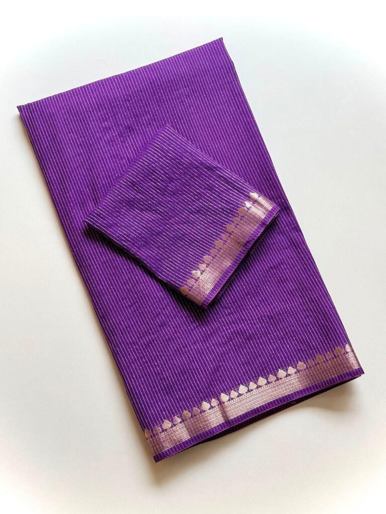 Purple Pinstripe Zari Saree